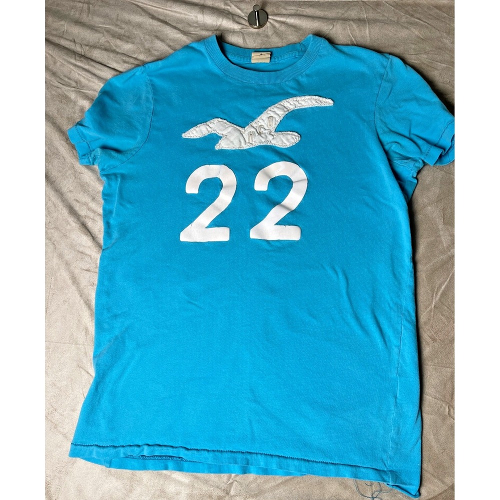 Vintage Y2K Hollister Co Graphic T shirt Blue Embroidered Seagull size S